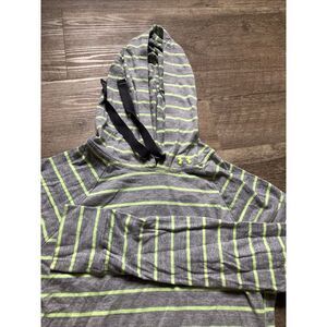 Under Armour Womens Small Grey Neon Green‎ Striped All season Hoodie Sweatshirt
